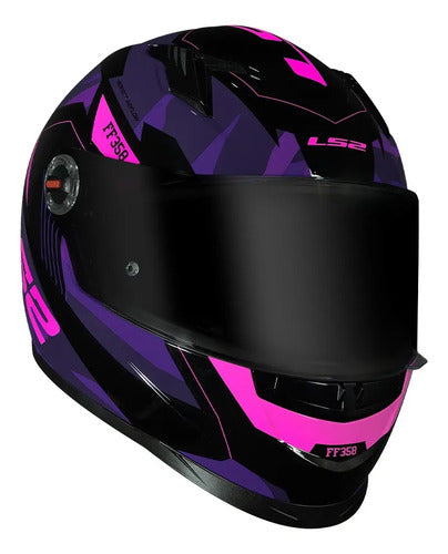Capacete LS2 FF358 Tank Preto Roxo Brilhante Tamanho 60/L