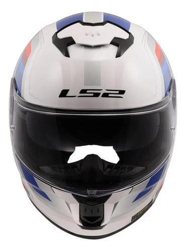 Capacete LS2 FF818 Storm III Sporty com Óculos Solar Interno Branco Azul Vermelho