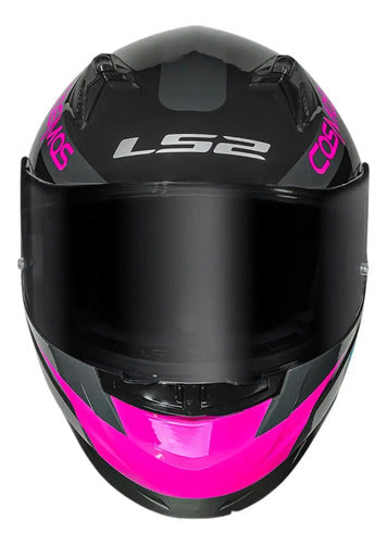 Capacete LS2 FF358 Pro Modok com Spoiler Preto Rosa Brilhante