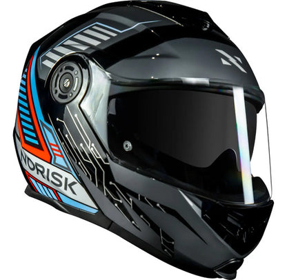 Capacete Escamoteável Norisk Route FF345 Charge com Óculos Solar Preto Titânio Azul Tamanho 56/S