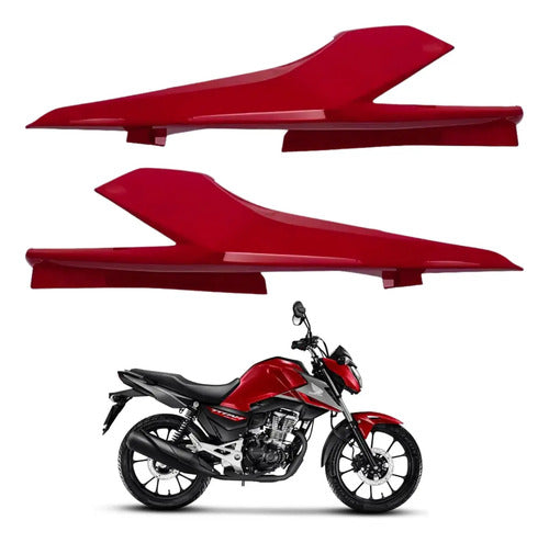 Par de Rabetas Laterais Paramotos Honda Cg 160 Titan 2022 a 2024 Vermelho Pimenta