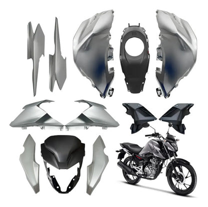 Kit Carenagem Completo Paramotos Honda Cg 160 Fan 2025 em diante Prata Perolizado