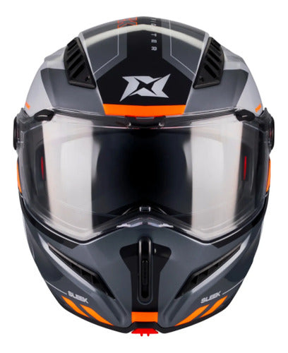 Capacete Escamoteável Axxis Ghostfighter SV Sleek Cinza Laranja Preto Brilhante Tamanho 60