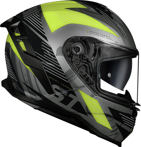 Capacete Norisk Strada II ST com Óculos Solar Interno Titânio Preto Amarelo Fosco