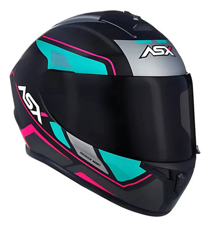Capacete ASX Draken Wind Preto Azul Rosa Fosco
