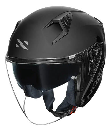 Capacete Aberto Norisk Downtown II Solid com Óculos Solar Interno Preto Fosco