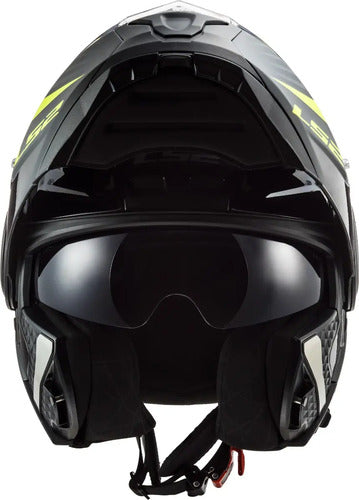 Capacete Escamoteável LS2 FF902 Scope Skid com Óculos Solar Interno Preto Amarelo
