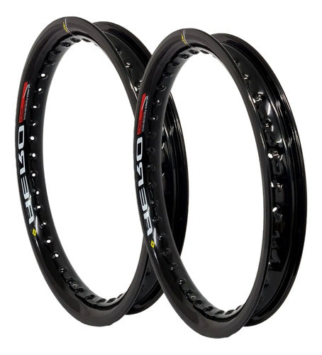 Par de Aros de Roda Aero Slim Monaco Honda Bros 125 150 160 2.15x19 e 2.50x17 Preto Brilhante