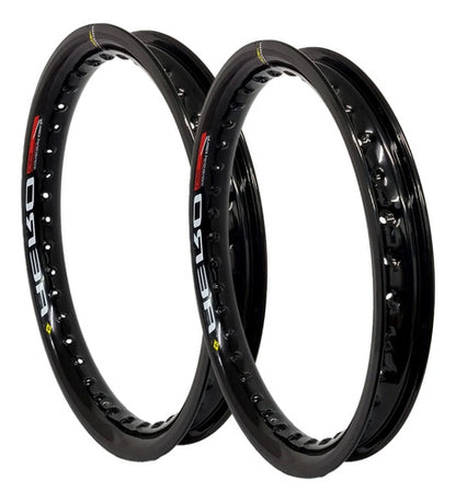 Par de Aros de Roda Aero Slim Monaco Honda Bros 125 150 160 2.15x19 e 2.50x17 Preto Brilhante
