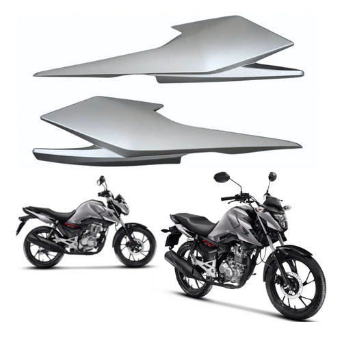 Par de Rabetas Laterais Paramotos Honda Cg 160 Fan 2025 em diante Prata