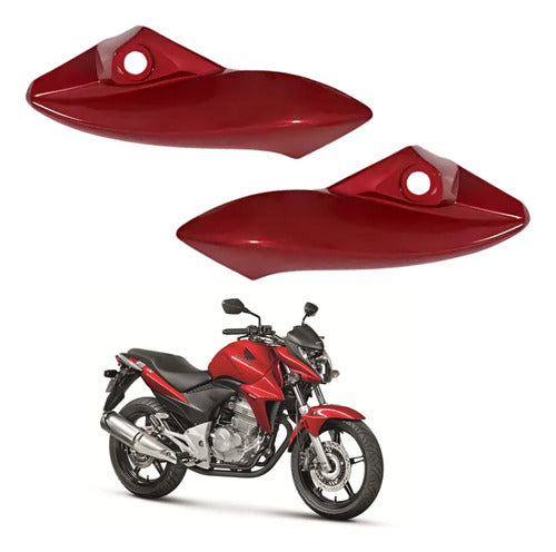 Par de Carenagens Laterais do Farol Paramotos Honda Cb 300r 2013 a 2015 Vermelho Perolizado