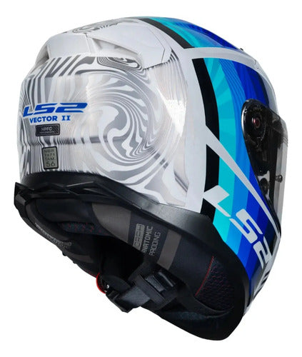 Capacete LS2 FF811 Vector II Freedom com Óculos Solar Interno Branco Prata Brilhante
