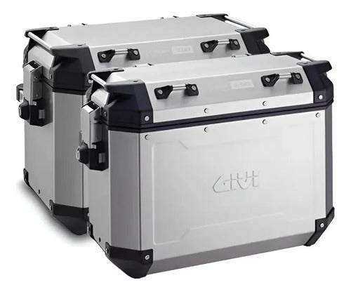 Par de Baús Laterais de Alumínio Givi Trekker Outback 37 Litros Prata
