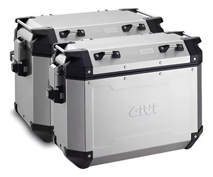 Par de Baús Laterais de Alumínio Givi Trekker Outback 37 Litros Prata