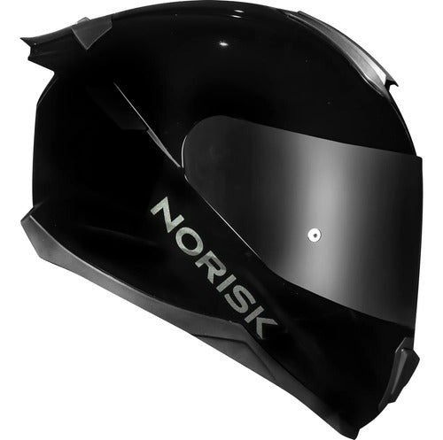 Capacete Norisk Razor Solid com 2 Viseiras e Spoiler Preto Brilhante