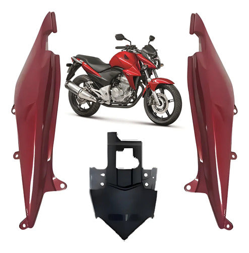 Kit Rabeta Lateral Completa Paramotos Honda Cb 300r 2013 Vermelho Perolizado