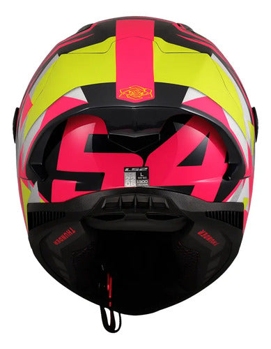Capacete LS2 FF805 Thunder C GP Aldeguer Replica com Spoiler Rosa Amarelo Brilhante Tamanho 60/L