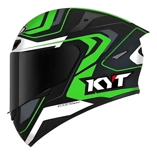 Capacete KYT TT-Course Overtech Preto Verde Brilhante Tamanho 62/XL