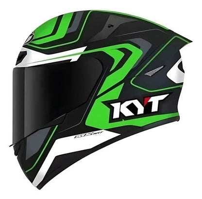 Capacete KYT TT-Course Overtech Preto Verde Brilhante Tamanho 62/XL
