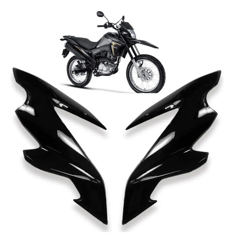 Par de Carenagens Laterais do Farol Paramotos Honda Bros 160 2022 a 2024 Preto Brilhante