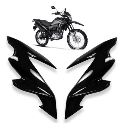 Par de Carenagens Laterais do Farol Paramotos Honda Bros 160 2022 a 2024 Preto Brilhante