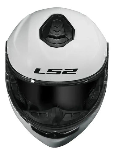 Capacete Escamoteável LS2 FF908 Strobe II Solid com Óculos Solar Branco Brilhante Tamanho 56/S