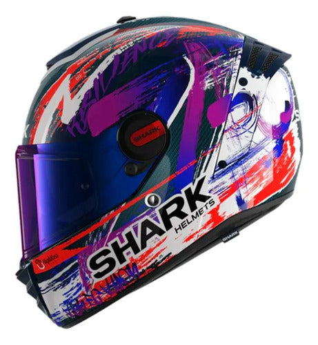 Capacete Shark Spartan RS Carbon Zarco Signature Branco Roxo Brilhante