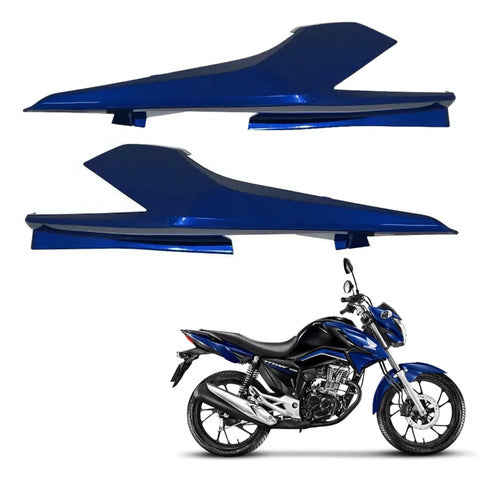 Par de Rabetas Laterais Paramotos Honda Cg 160 Titan 2022 a 2024 Azul Cruzeiro