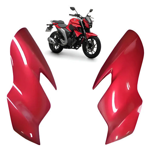 Par de Bananinhas Carenagens Laterais do Farol Paramotos Yamaha Fazer Fz25 250 2022 a 2024 Vermelho