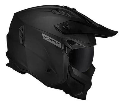 Capacete Aberto Norisk Darth II Solid com Óculos Preto Fosco