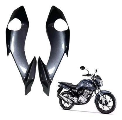 Bananinha Par de Carenagens Laterais do Farol Paramotos Honda Cg 160 Fan Start 2022 a 2024 Cinza