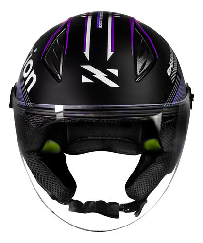 Capacete Aberto Norisk Neo Vizion Preto Roxo Fosco