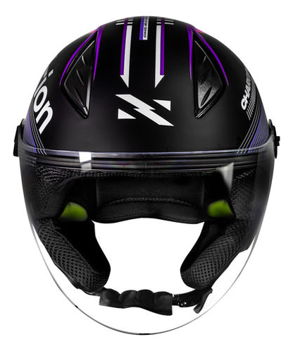 Capacete Aberto Norisk Neo Vizion Preto Roxo Fosco