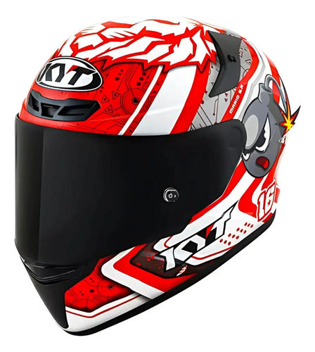 Capacete KYT TT-Course Super Mario Branco Vermelho Brilhante
