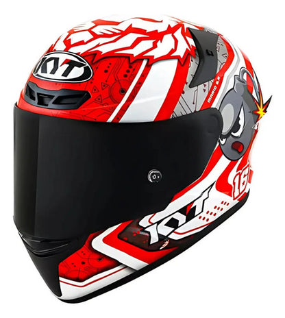 Capacete KYT TT-Course Super Mario Branco Vermelho Brilhante