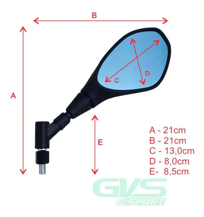 Par de Retrovisores GVS Yamaha Factor 125 Factor Fazer 150 Lander Fazer 250 Mt-03 Lente Convexa