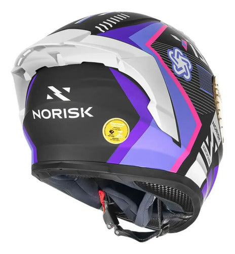Capacete Norisk Flow Vizion com Spoiler Roxo Rosa Preto Brilhante Tamanho 60/L