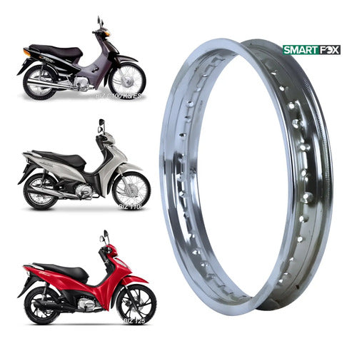 Aro de Roda Traseira Smartfox Honda Pop Biz 100 Biz 125 Pop 110i Biz 110i 1.60x14 Cromado