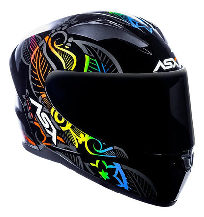 Capacete ASX City Flowers Preto Grafite Colorido Brilhante