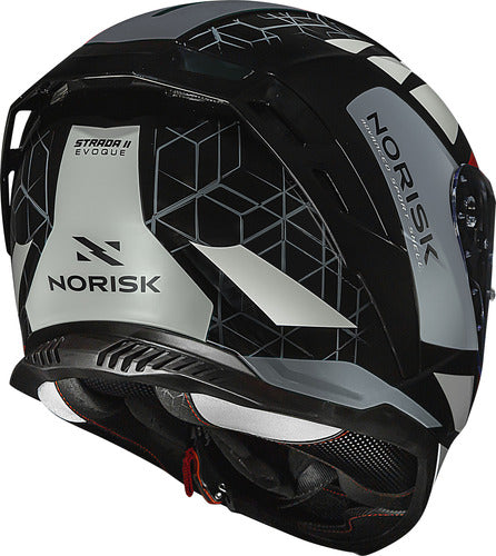 Capacete Norisk Strada II Evoque com Óculos Solar Interno e Spoiler Cinza Preto Fosco