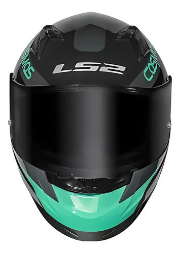 Capacete LS2 FF358 Pro Modok com Spoiler Preto Verde Laranja Brilhante