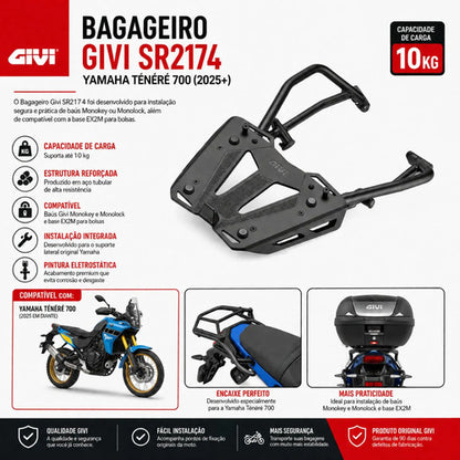 Suporte de Baú Bagageiro Givi Yamaha Ténéré 700 2025 em diante