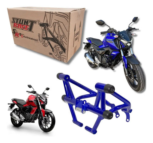 Protetor de Motor Stunt Race Street Cage Yamaha Fazer Fz15 150 2023 a 2024 Azul Metálico