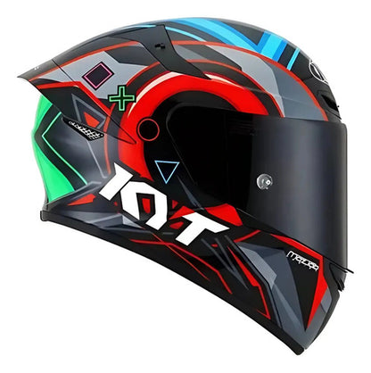 Capacete KYT TT-Course Ratthapark Play Preto Azul Vermelho Brilhante