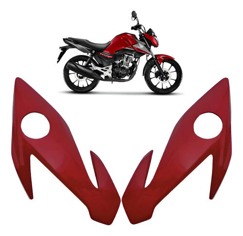 Par de Carenagens Laterais do Farol Paramotos Honda Cg 160 Titan 2022 a 2024 Vermelho Perolizado
