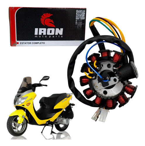 Magneto Estator com Bobina de Pulso Iron Dafra Laser 150 2008 a 2010 6 Bobinas