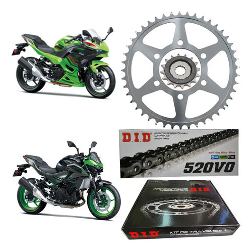 Kit Relação DID Premium com Retentor Kawasaki Ninja 500 Z500 2024 a 2025 520VO 108L 43/14T