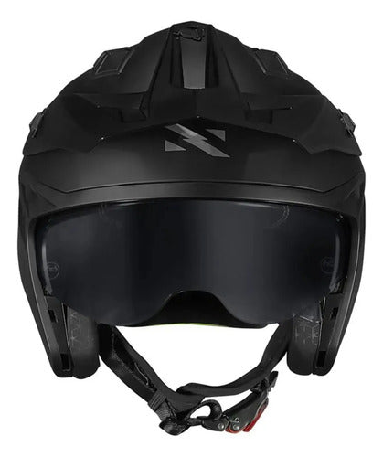 Capacete Aberto Norisk Darth II Solid com Óculos Preto Fosco