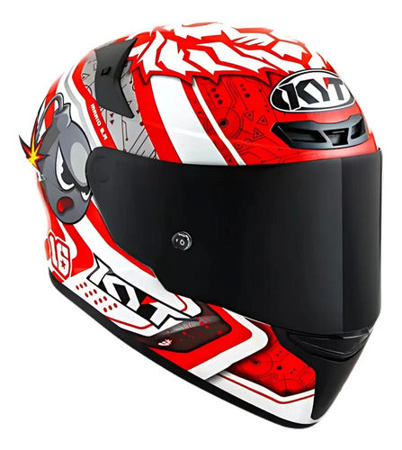 Capacete KYT TT-Course Super Mario Branco Vermelho Brilhante
