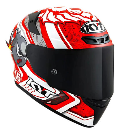 Capacete KYT TT-Course Super Mario Branco Vermelho Brilhante